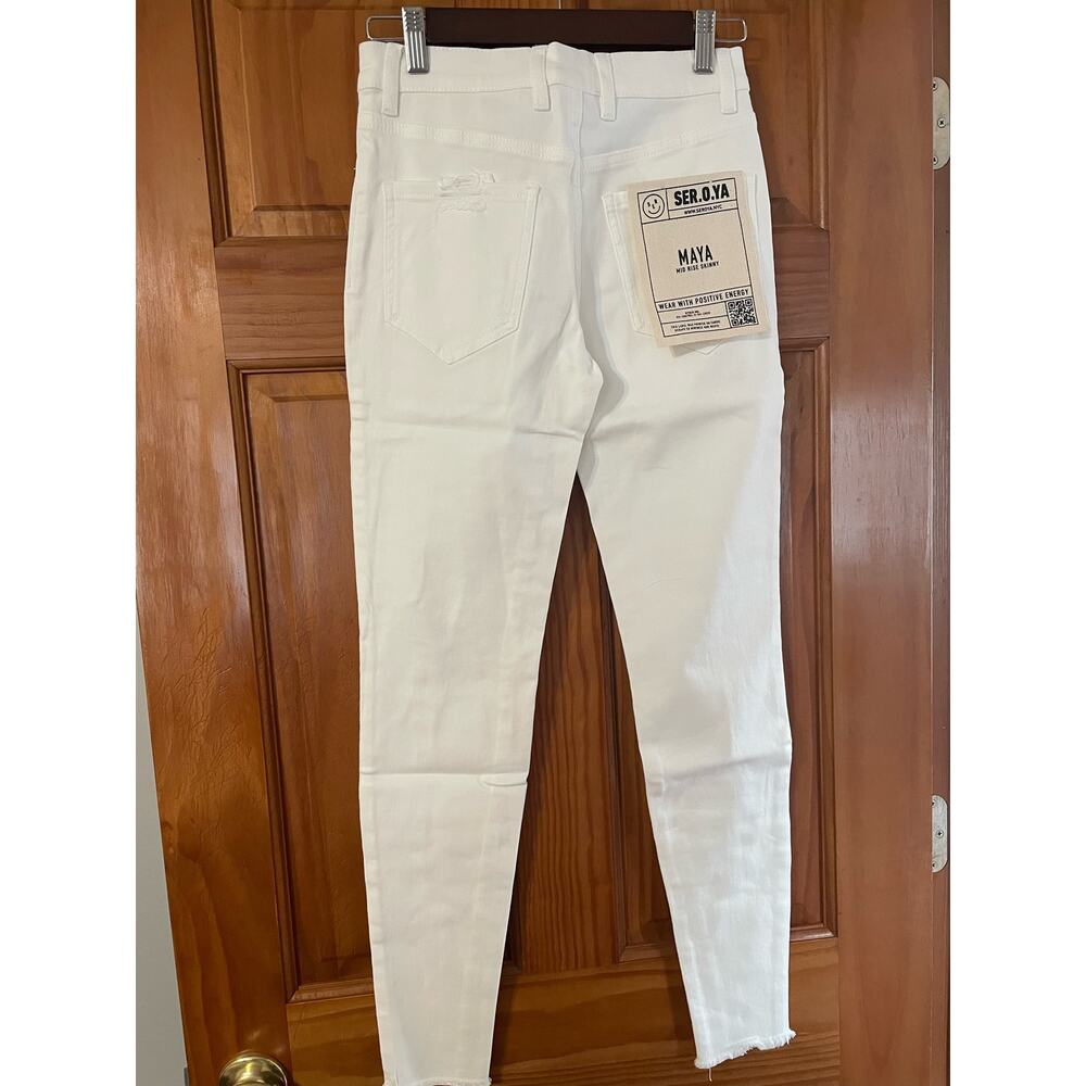 SER.O.YA Womens white Maya mid rise skinny jeans size 25 NWT - Picture 7 of 10